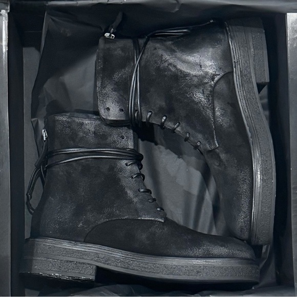 MARSELL PARRUCCA NABUCK SUEDE LEATHER ZIPPED COMBAT BOOTS BOOTIES BLACK SIZE 6 - Picture 3 of 14